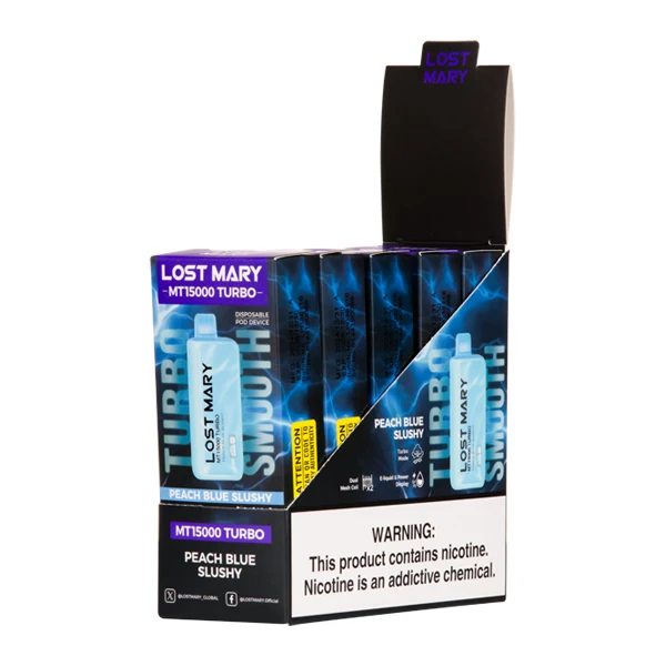 A close-up shot of a blue melon hookah flavor disposable vape with vapor clouds, highlighting the device design and rich vapor production